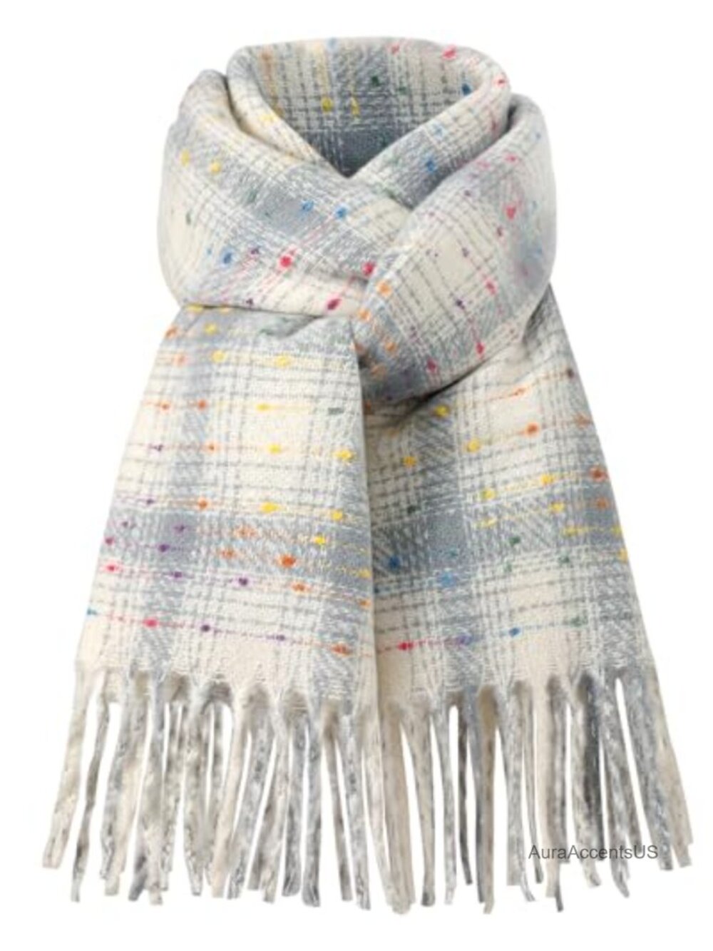 Women's Cozy Blanket Scarf Winter Wrap Shawl with Tassels Soft Anti-Pilling